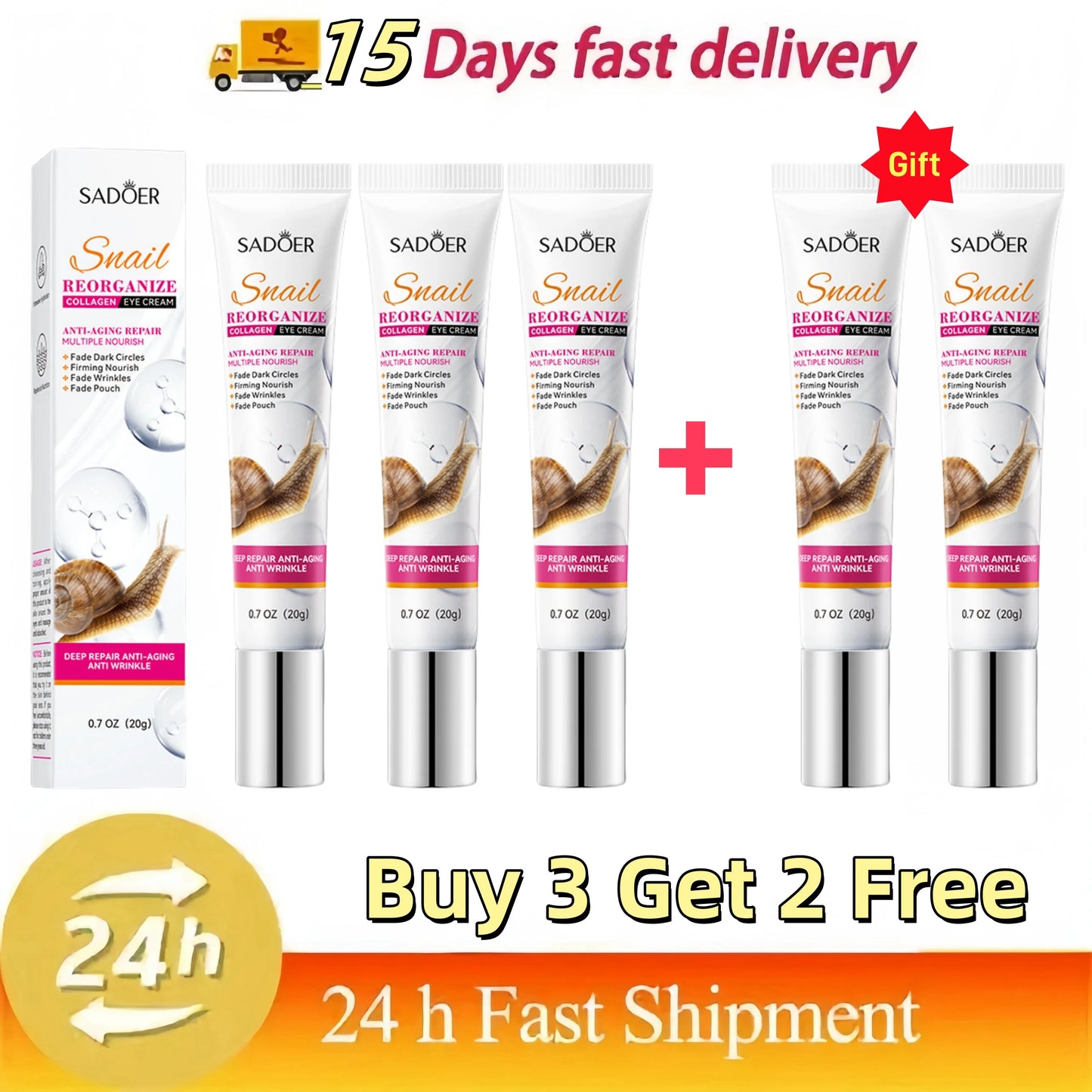 Snail Collagen Eye Cream Anti Dark Circles Remove Eyes Bags Moisturizing Firming Beauty Eyes Skin Care Products