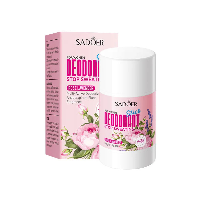 SADOER Women Anti Sweat Deodorant Roller Sweaty Body Armpits Underarm Neck Reduces Odor Refreshing Stop Sweating Cream