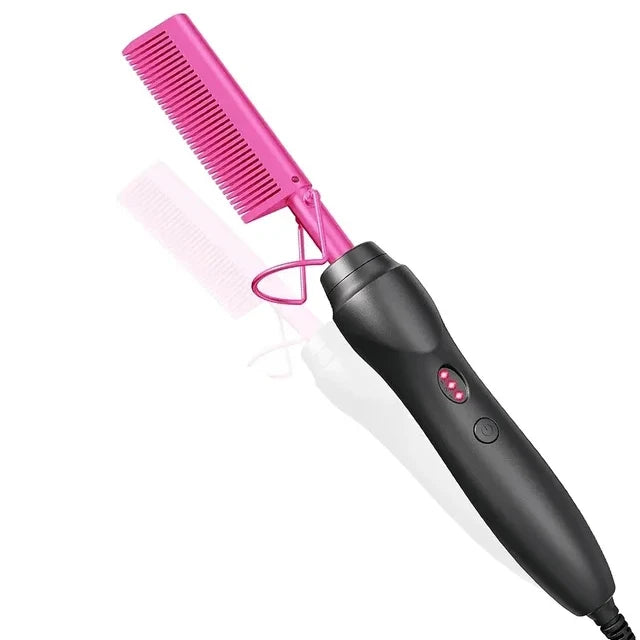 Hot Comb Hair Straightener Heat Pressing Combs Portable Ceramic Curling Iron for Hair Beard Wigs Wet and Dry Hair Styling Tools