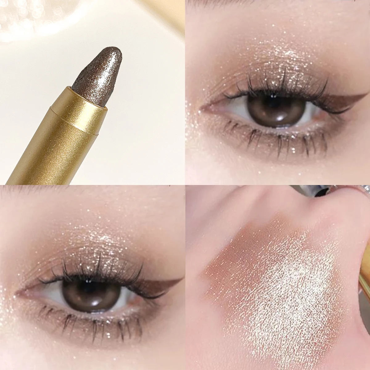 The dual-ended eyeshadow pencil highlighter illuminates the eyeshadow stick without smudging for a natural contour