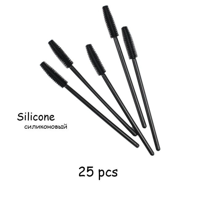 25pcs Silicone Mascara Wands Applicator Disposable Eyelash Brushes Comb Beauty Makeup Brush For Women Eyelash Extension tools
