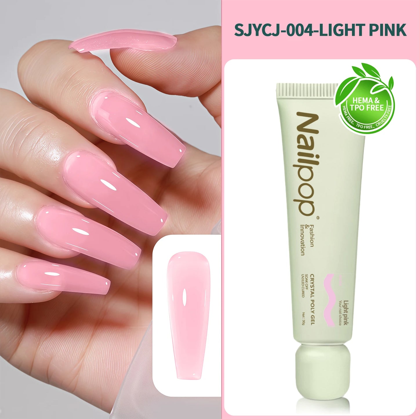 Nailpop Crystal Poly Nail Gel 6 Colors Builder Gel For Nails Extension Quick Easy Manicure French Nails DIY Art UV/LED Cure 1pc