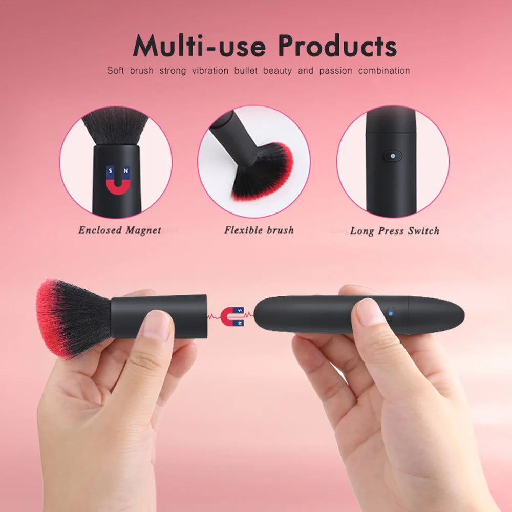 Electric Loose Powder Brush Quick Makeup Brush Blush 10 Gears Vibration Rechargeable Multifunctional Makeup Brush Tools