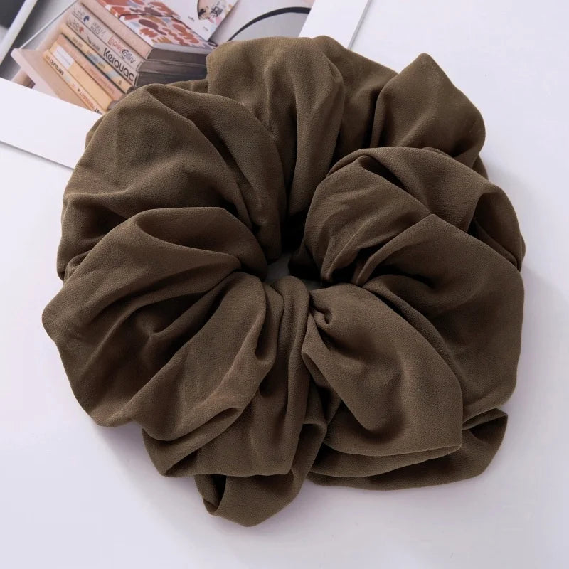Big Size Chiffon Scrunchies For Muslim Women Custom Elastic Volumizing Oversized Neat stitching Malaysian Bunch Hair Tie