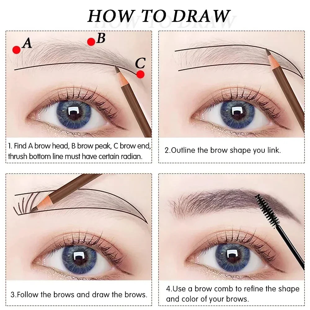 5pcs Professional Waterproof Microblading-Style Eyebrow Pencils – Long-Lasting, Smudge-Proof, Natural Tint Makeup Enhancers