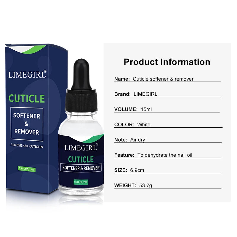 LIMEGIRL 15ml Nail Care Cuticle Regenerating Oil Preventative Nail Polish Softener for Dead Skin Gel Manicure Care Tool