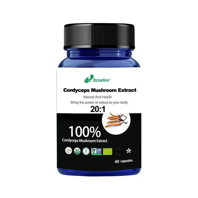 Pure Cordyceps Mushroom Extract Supplement - Improve Energy, Respiratory, Immune, Kidney Health Support, Vegetarian Capsules