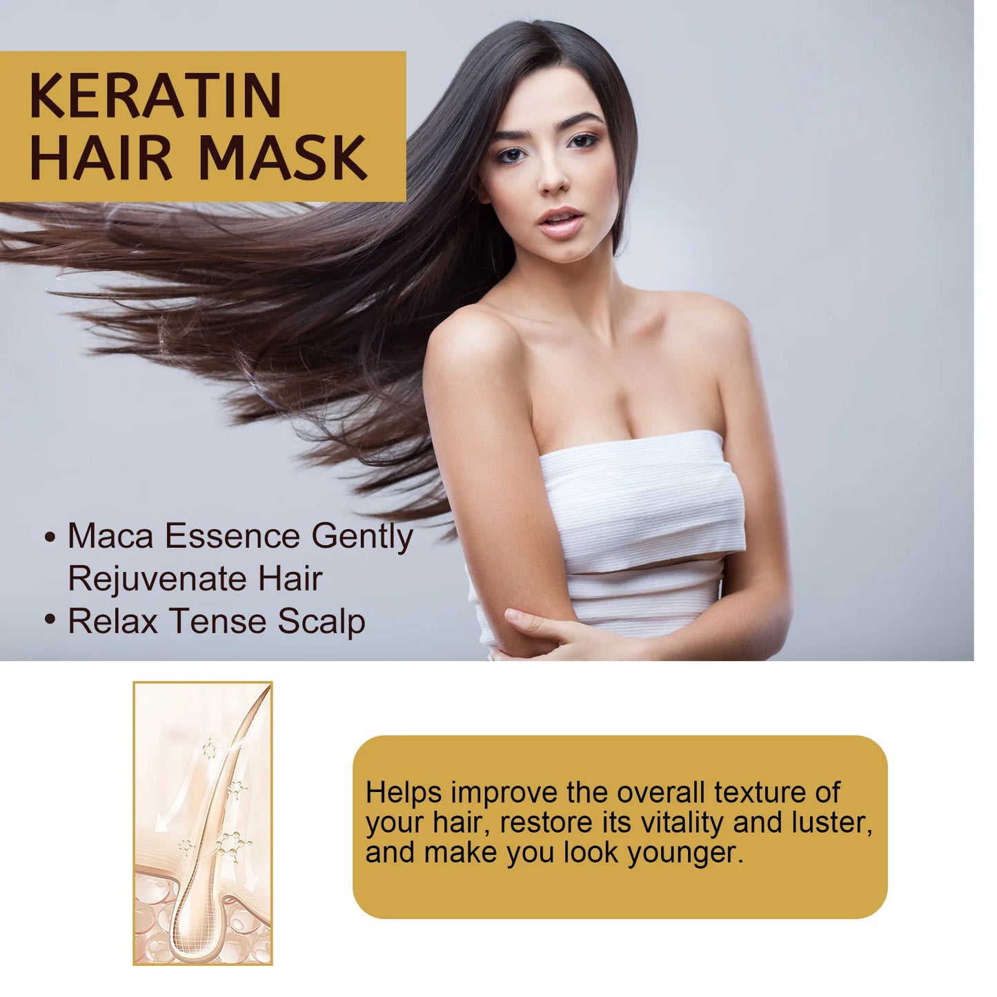 Keratin Hair Mask Improve Hair Quality Deeply Moisturize Hair Repair Damaged Hair Prevent Drying Out Tangling Nursing Hair Mask
