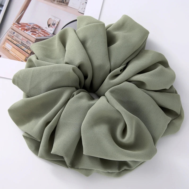 Big Size Chiffon Scrunchies For Muslim Women Custom Elastic Volumizing Oversized Neat stitching Malaysian Bunch Hair Tie