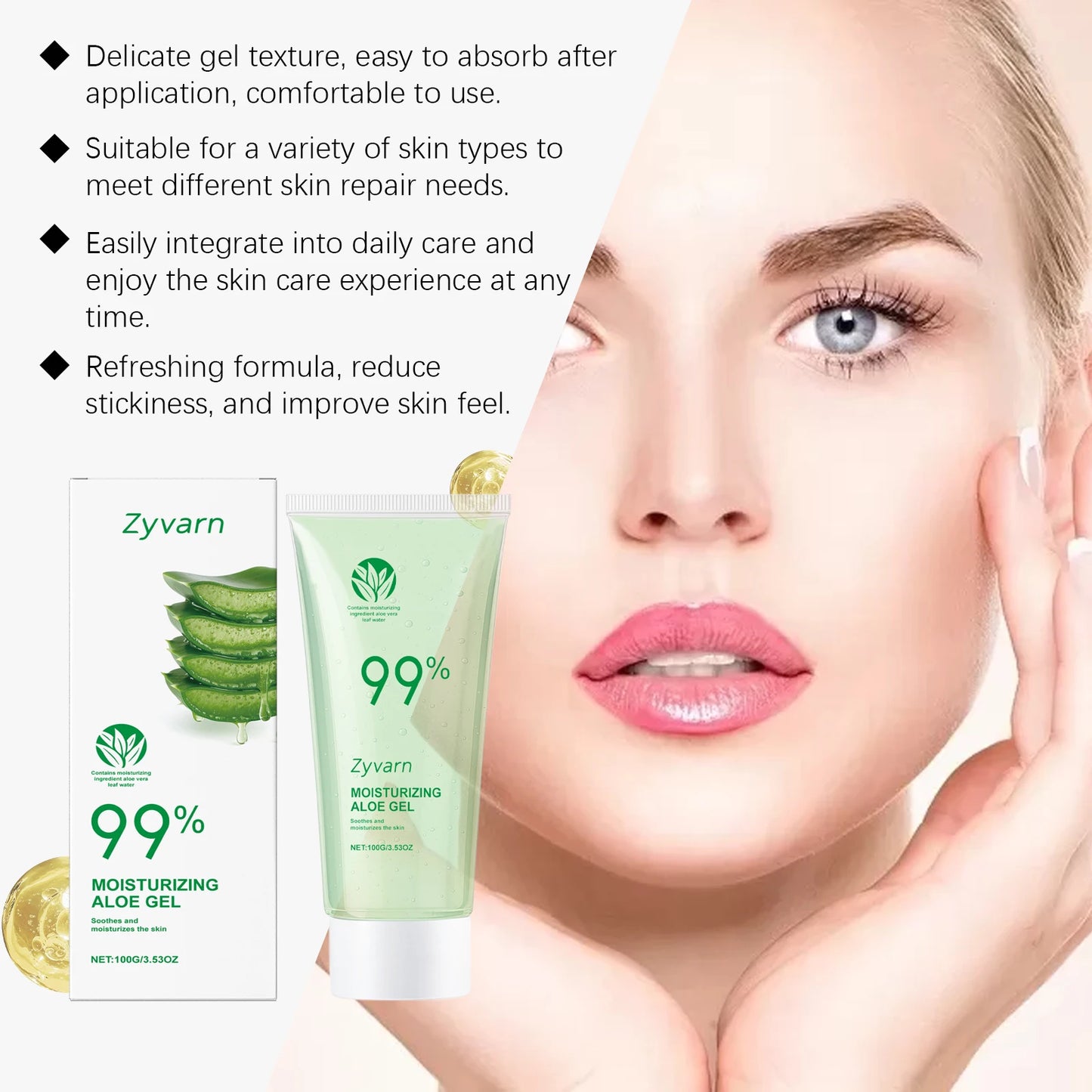 99% Aloe Gel for Repairing Sunburn Damaged Skin Antioxidant Even Skin Tone Moisturizing Soothing Anti Acne Brightening Face Care