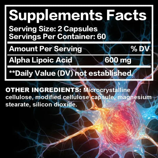 Alpha Lipoic Acid 600mg - Powerful Antioxidant, Skin Care, Protect Liver, Brain and Nerve Health