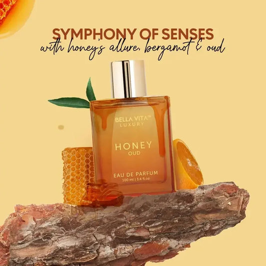 BellaVita Honey OUD Perfume for Women & Men 100ml | Vanilla, Bergamot & Patchouli Notes | Long-Lasting Arabian Unisex Perfumes