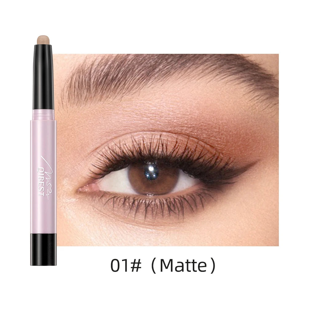 QIBEST 12 Colors Eyeshadow Sticker Cosmetics Shadows Pencil Eyeliner Highlighter Shimmer Pigment Professional Female Makeup
