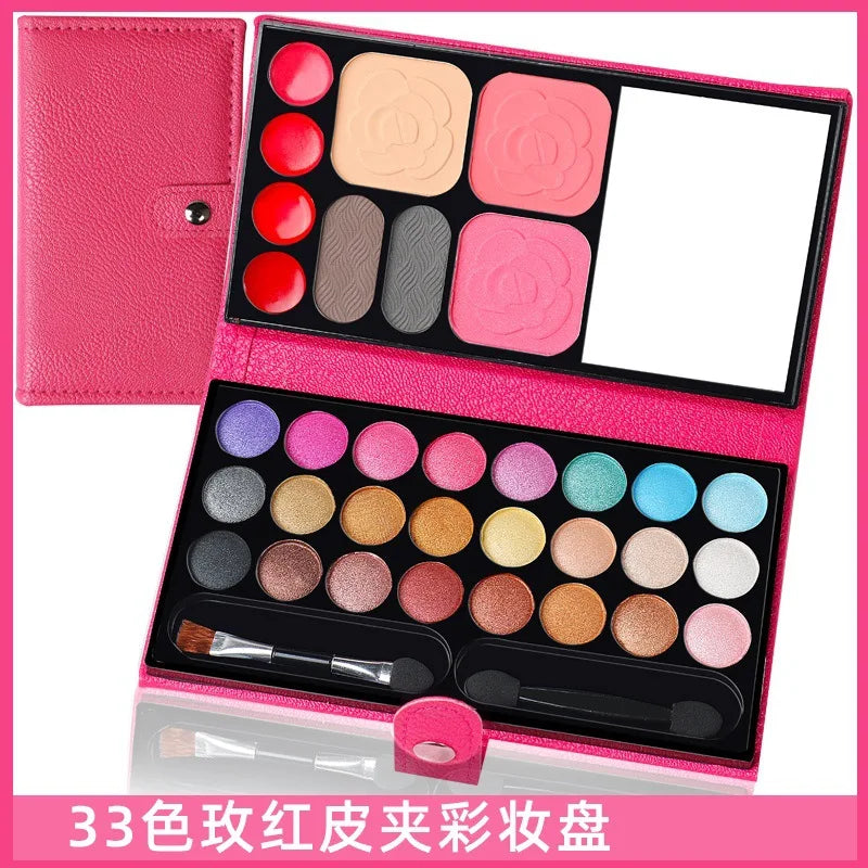 33 Colors Makeup Kit Eyeshadow Powder Blush Lipstick Pallets Long Lasting Girl Pan with Mirror Beginner Plate Cosmetics Makeup