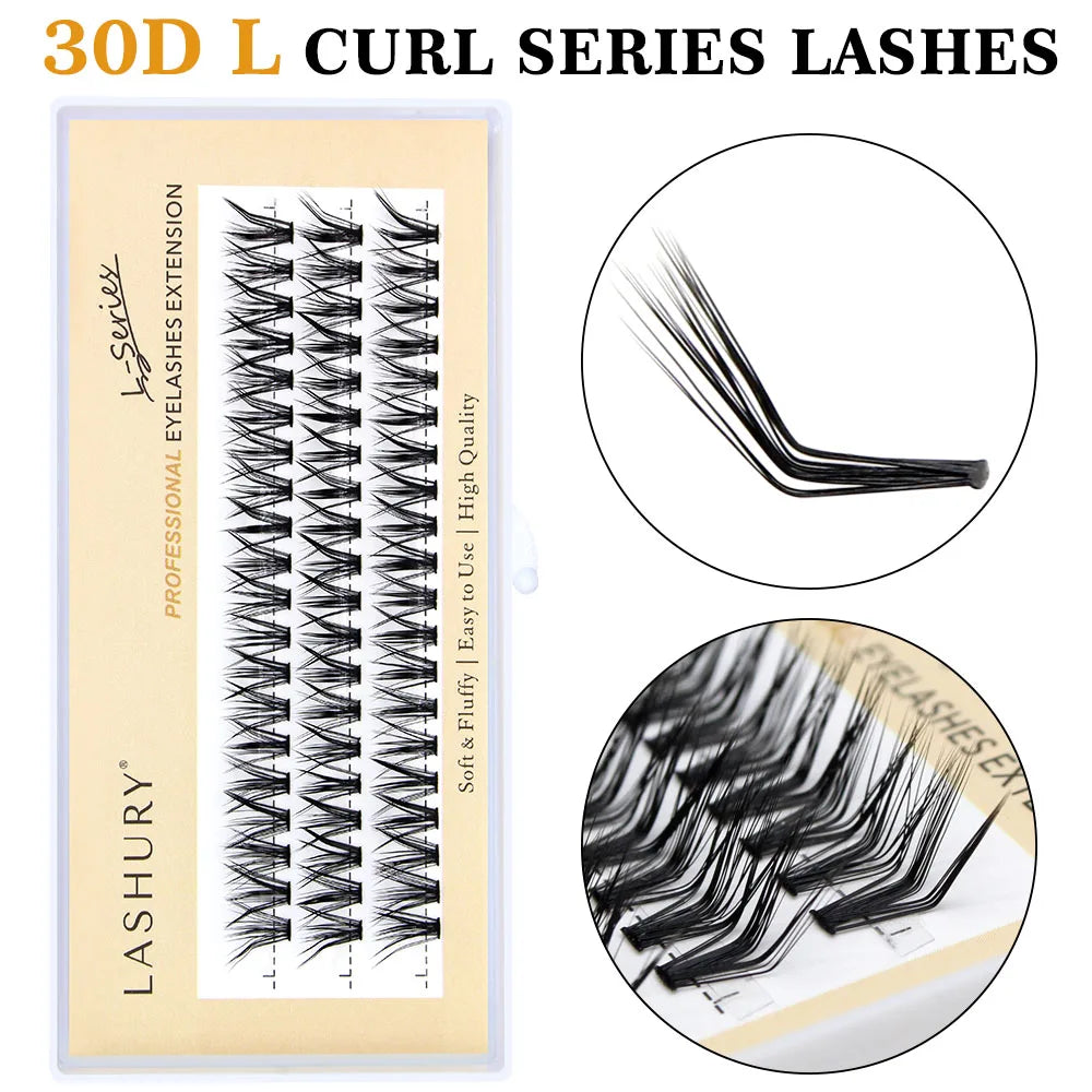 60pcs 30D C/D/L Curl Cluster Eyelash Extension Foxy Eyes Cat Look Natural Individual Eyelashes Bunches Makeup Tool Lashes Cilia