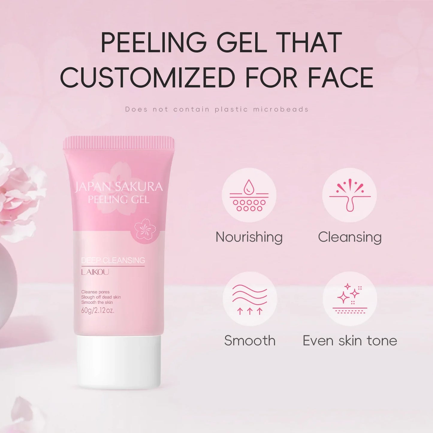 LAIKOU Exfoliating Body Face Scrub Moisturizing Brightening Hydrating Sakura Japan Remove Blackhead Skin Care Products 60g