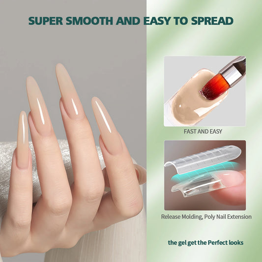 Nailpop TPO/HEMA-Free Crystal Poly Nail Gel Builder Gel 6 Colors For Nails Extension UV/LED Lamp Curing Fast Dry Perfect DIY 1pc