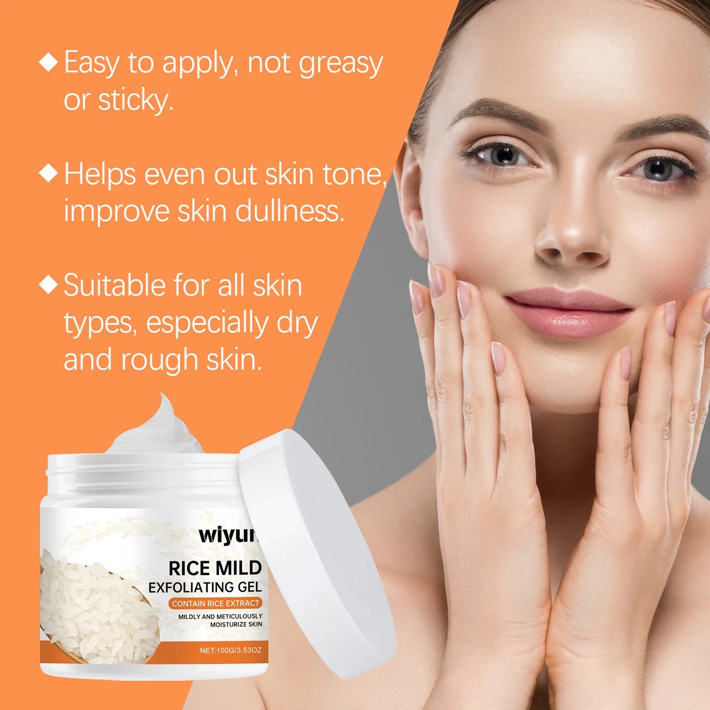 Rice Exfoliating Gel for Face Oil Control Gentle Remove Old Dead Skin Pores Shrinking Brighten Moisturizing Facial Scrub Product
