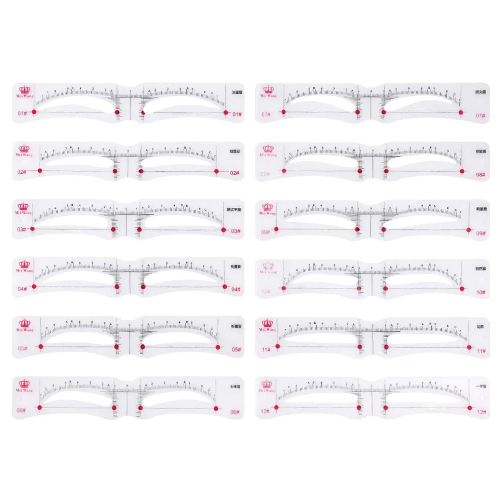12 Style Fixable Eyebrow Stencil Card Grooming Brow Shaper Template Reusable Stickers Makeup Drawing Eyebrow Stamp Beauty Tools