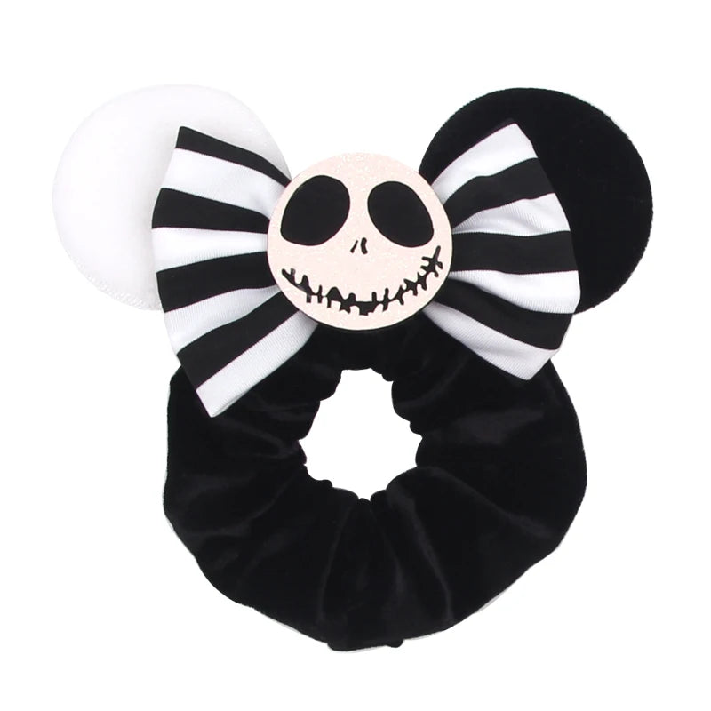 Disney Mouse Ears Velvet Scrunchies Hairband Women Elastic Ponytail Holder Girls Sequin Bow 2023 Kids Party DIY Hair Accessories
