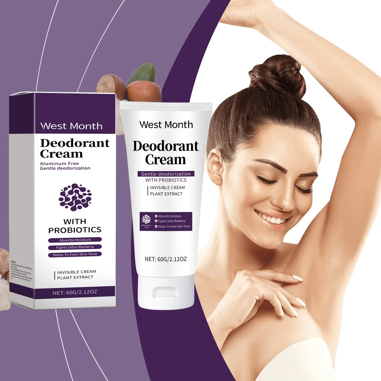 West&Month Underarm Deodorant Cream Long Lasting Aroma Whitening Refresh Antiperspirant Armpit Body Sweat Odor Eliminator Lotion