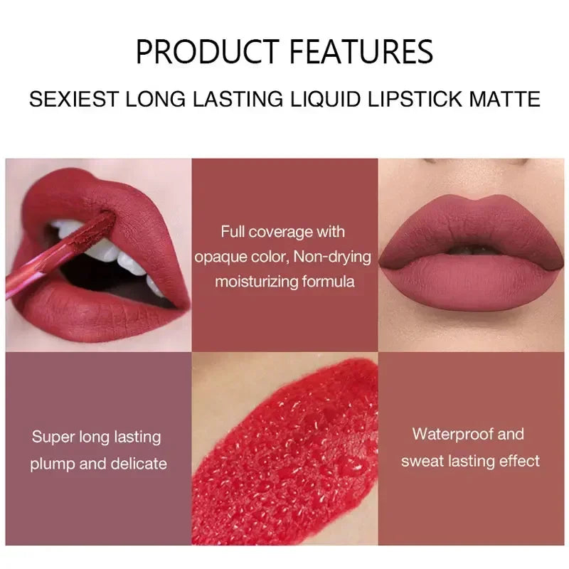 HANDAIYAN 6 PCS Matte Lipstick Set For Women Waterproof Smudge-Proof Long-Lasting Lips