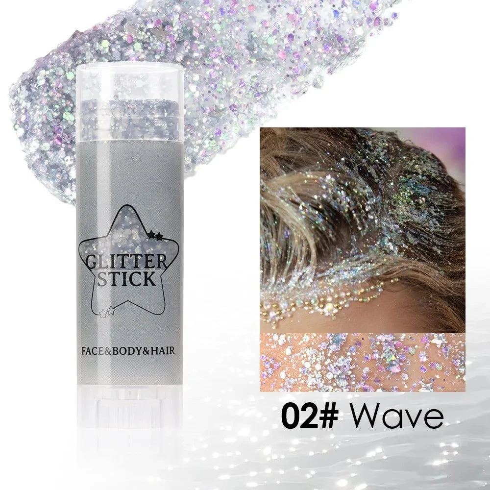 Sparkling Sequins Glitter Gel Stick Highgloss Shine White Pearl Pink Eyeshadow Glitter Face Body Painting Brighten Stage Makeup