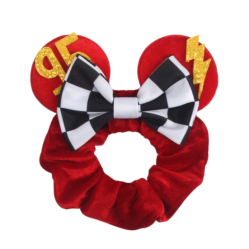 Disney Mouse Ears Velvet Scrunchies Hairband Women Elastic Ponytail Holder Girls Sequin Bow 2023 Kids Party DIY Hair Accessories