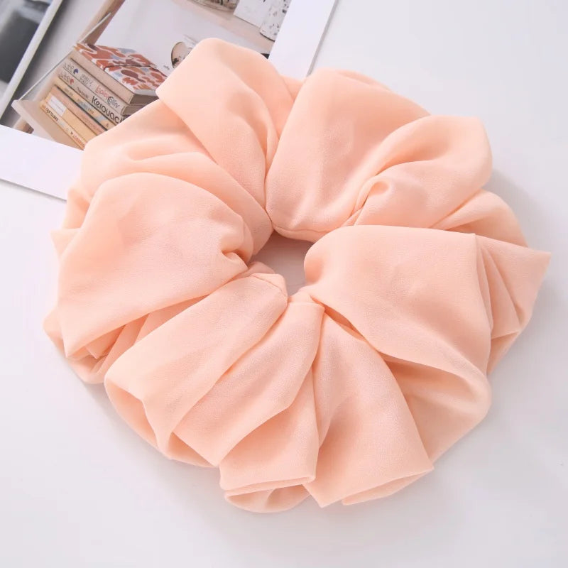 Big Size Chiffon Scrunchies For Muslim Women Custom Elastic Volumizing Oversized Neat stitching Malaysian Bunch Hair Tie