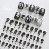 Rose Flower Nail Stickers White Black Silk Ribbon Nail Decal Slider for DIY Nail Decoration 3D Aha Series Manicure Accessories