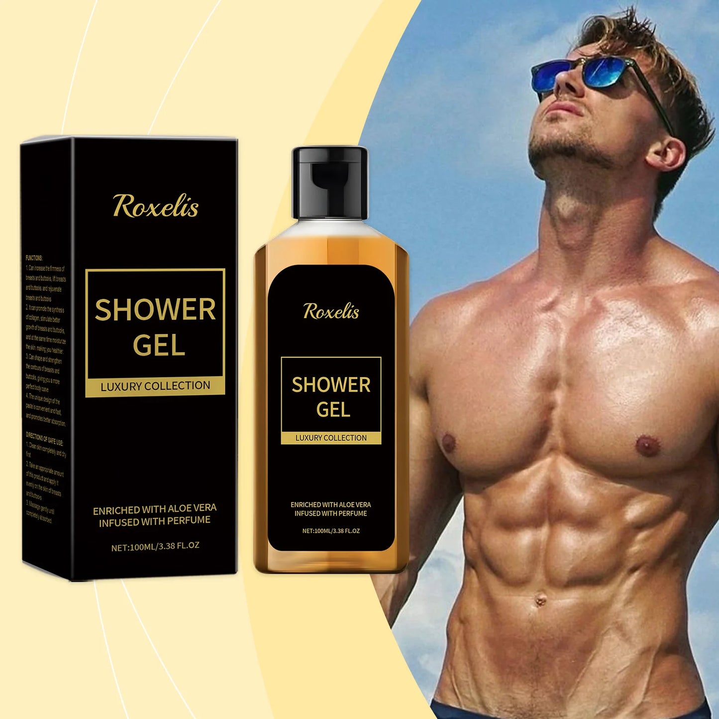 Roxelis Men Shower Wash Pheromone Perfume Shower Gel 100ml Pheromone Shower Gel Aloe Shower Gel Unisex Long-Lasting Freshness