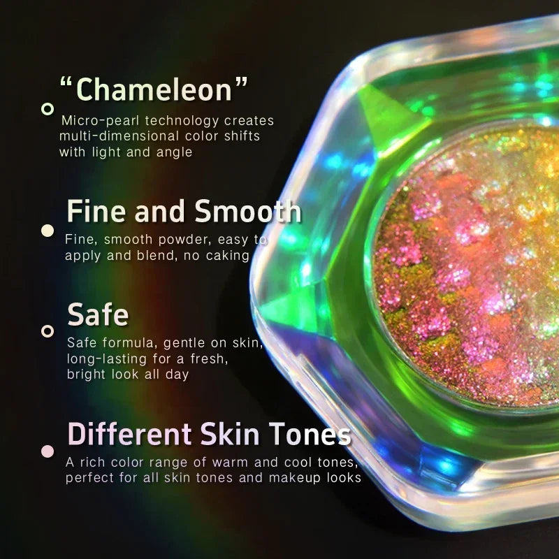 CHARMACY Rainbow Duochrome Eyeshadow New 5 Colors Shimmer Multichrome Long-lasting Eye Shadow Cosmetic Makeup for Women