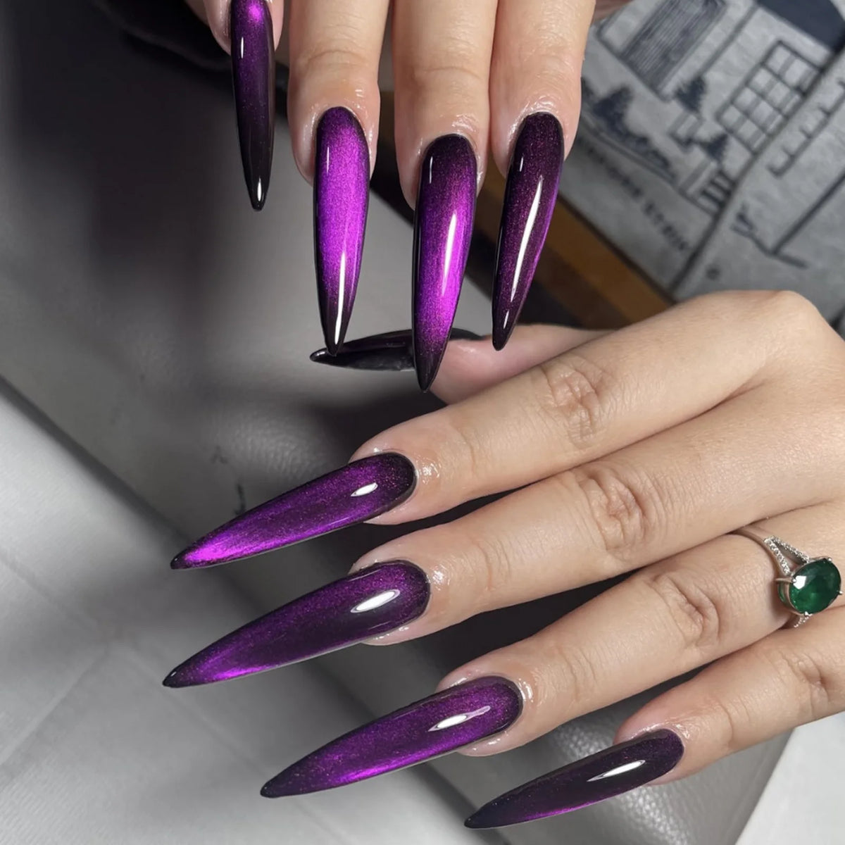 Wine Red Long Stiletto Fake Nails for Halloween Party Full Cover Press On Nail Spicy Girls Charm Manicure Daily False Nail 24Pcs