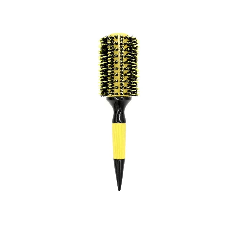 Professional Round Wooden Hair Brush 6 Sizes Boar Bristle Mix Nylon Salon Women Hair Styling Tools Yellow Brazil Hair Curlerl