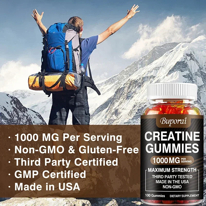 Creatine Monohydrate Gummies - Enhance Energy, Promote Muscle Growth, Improve Endurance, and Athletic Performance - 60pcs