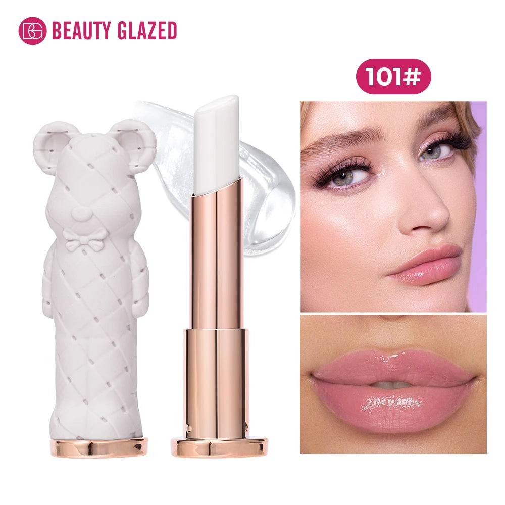 Beauty Glazed Bear Moisturizing Lipstick – Colored Lip Balm, Nourishing Lipstick, Easy-to-Apply Watery Lip Makeup