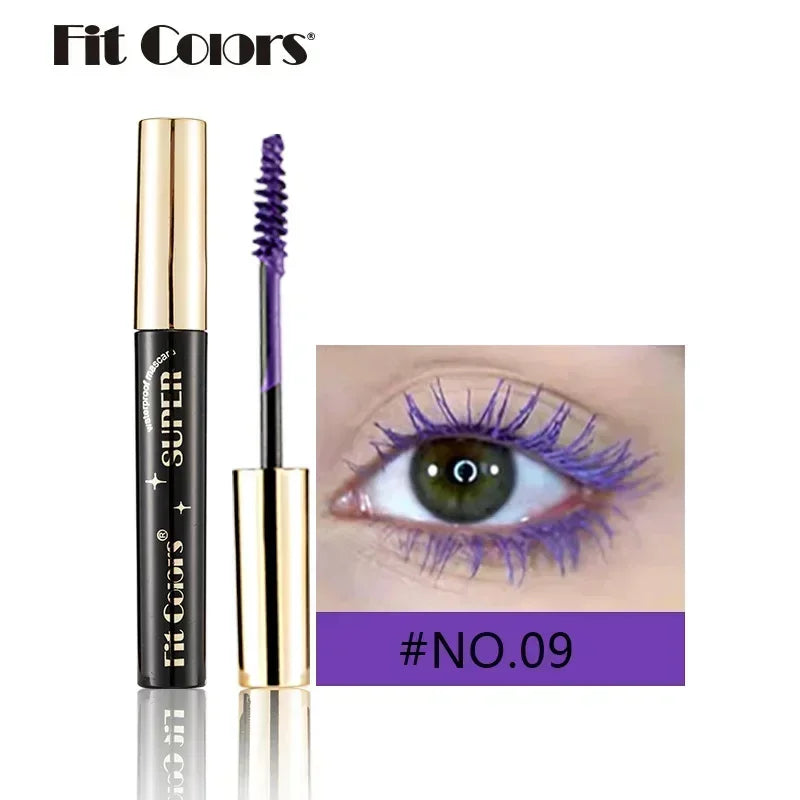 Color Mascara 14 Thick Curl Waterproof Non-smudding Natural Long Lasting Blue White Green Pink Black Eye Makeup