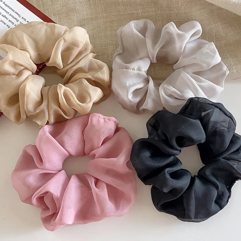4/5Pcs Fashion Chiffon Scrunchies for Women Korean Silk Elastic Hair Ties Ponytail Holder Headwear Hair Accessories