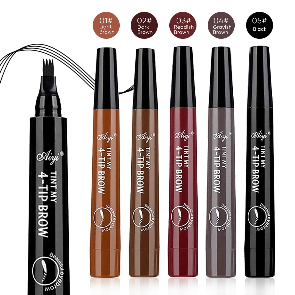 Precision Four-Tip Waterproof Eyebrow Pencil – Long-Lasting, Smudge-Proof, Natural Finish Eyebrow Enhancer