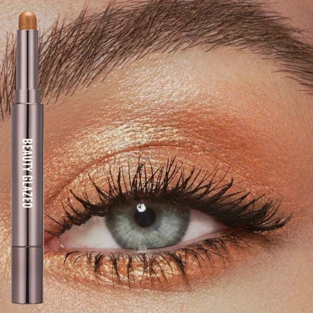BEAUTY GLAZED 10 Colors Eyeshadow Stick Long-lasting Waterproof Eyeshadow Pen with Double Head Brush Matte and Shimmer Shade