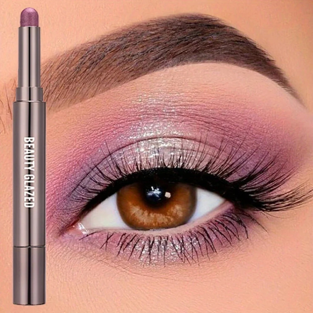 BEAUTY GLAZED 10 Colors Eyeshadow Stick Long-lasting Waterproof Eyeshadow Pen with Double Head Brush Matte and Shimmer Shade