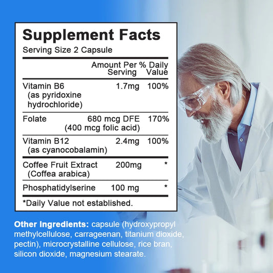 BBEEAAUU 100mg Phosphatidylserine Capsule for Memory and Focus Smarter Brain Health Nootropics Supplement