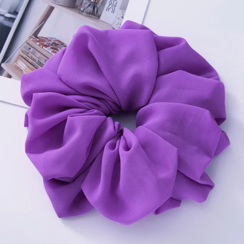 Big Size Chiffon Scrunchies For Muslim Women Custom Elastic Volumizing Oversized Neat stitching Malaysian Bunch Hair Tie