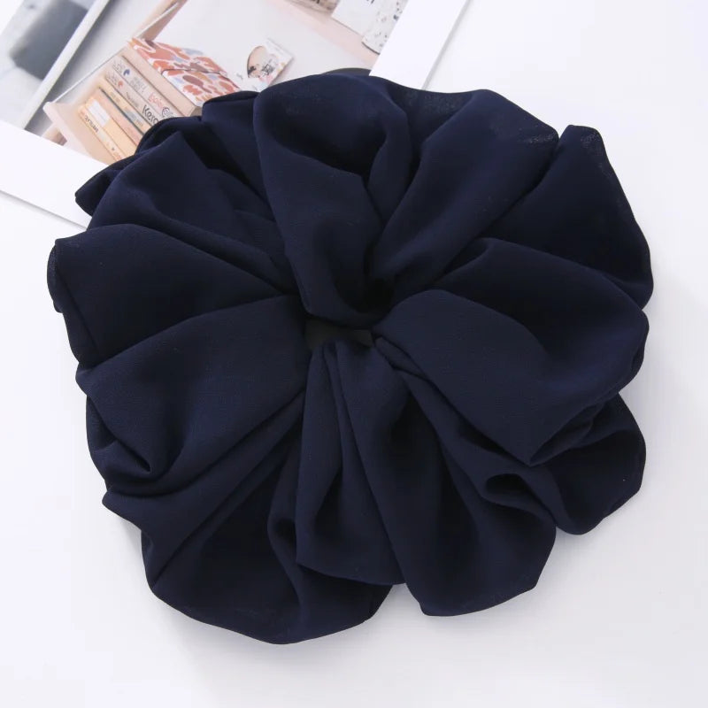 Big Size Chiffon Scrunchies For Muslim Women Custom Elastic Volumizing Oversized Neat stitching Malaysian Bunch Hair Tie