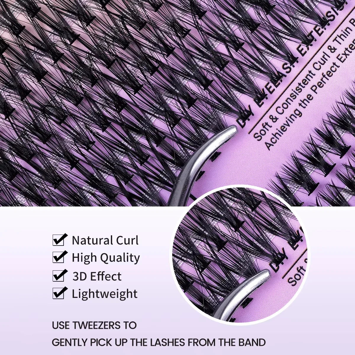 MJ DIY Lashes Extensions Kit 640pcs Lash Clusters 80D/100D Wispy Individual Lashes Mix 9-18mm Cluster Eyelash Extension