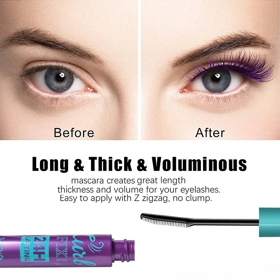 Colorful Slender Mascara Waterproof Fast Drying Curling Eyelashes Multicolor Lashes Makeup Long Lasting Blue Green Cosmetic