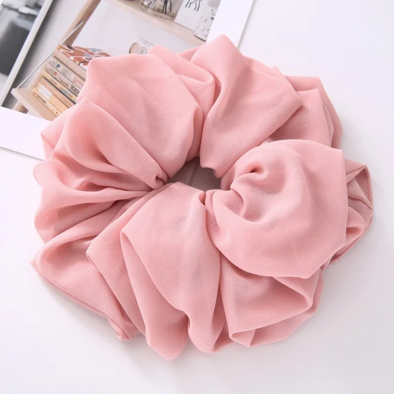 Big Size Chiffon Scrunchies For Muslim Women Custom Elastic Volumizing Oversized Neat stitching Malaysian Bunch Hair Tie