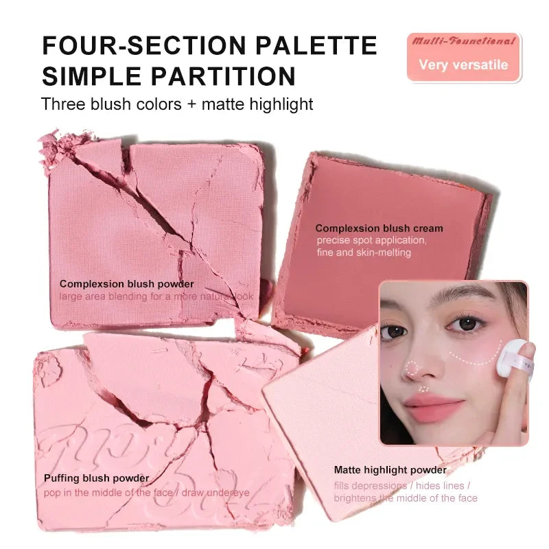 Judydoll 2-in-1 Blush & Highlighter Palette-Blush Cream, Radiant Matte Highlighter, Versatile Palette, Gift for Friends, Date