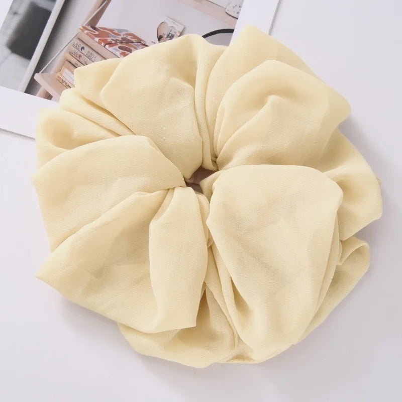 Big Size Chiffon Scrunchies For Muslim Women Custom Elastic Volumizing Oversized Neat stitching Malaysian Bunch Hair Tie