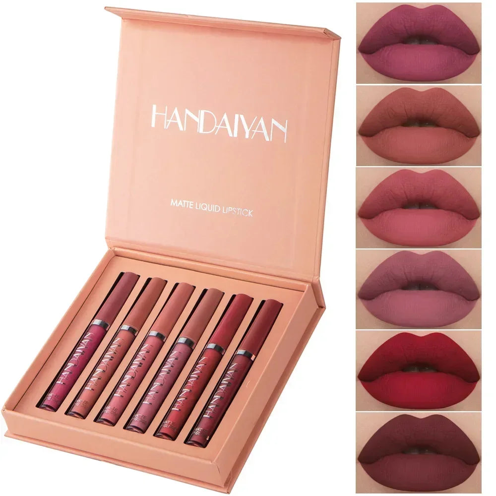 HANDAIYAN 6 PCS Matte Lipstick Set For Women Waterproof Smudge-Proof Long-Lasting Lips